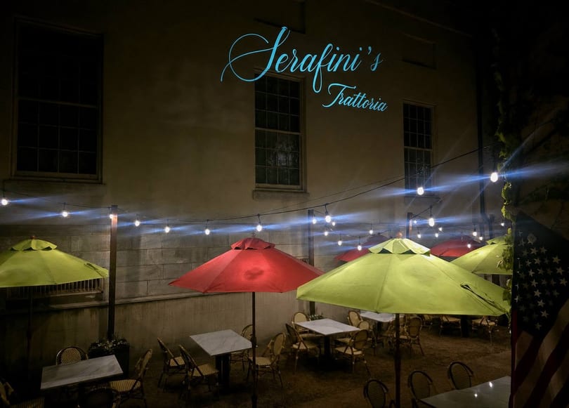 Outdoor dining under the lights